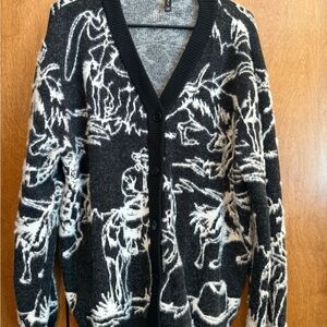 Western Pattern Woman's Button Up Cardigan Sweater